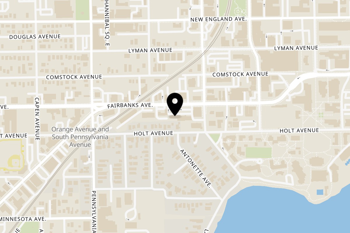 Map showing the location of Antonella's Pizzeria Fairbanks on 360 W Fairbanks Ave in Winter Park